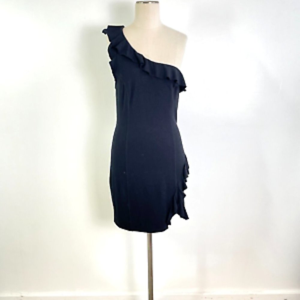 Free People One Shoulder Ruffle Bodycon Little Black Dress - NWT Size Small